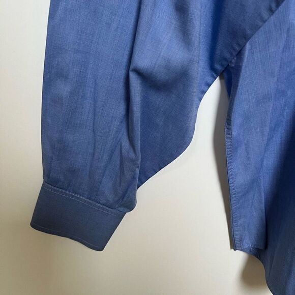 Alain Figaret Paris Button Down Dress Shirt Blue Classic size 44L - Picture 6 of 11